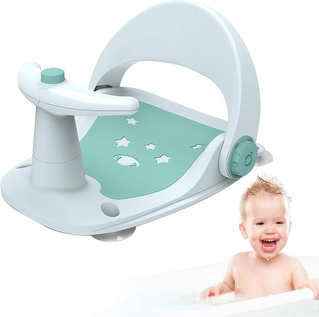 Baby Bathtub Seat | Non-Slip Foldable Baby Bath Chair,Bath Tub Chair with Water Spray Button, Baby Bathtub Seat, Baby Tub Seat, Newborn Gift for 6-18 Months Babies