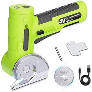 2026 Upgrade Cordless Electric Scissors, Oversized Tungsten Steel Blade & Wider Opening, 1/3" Max Cut, 320RPM，Dual-Side Safety Lock, 3-Speed & LED Display, Powerful Rotary Cutter for Cardboard - Green