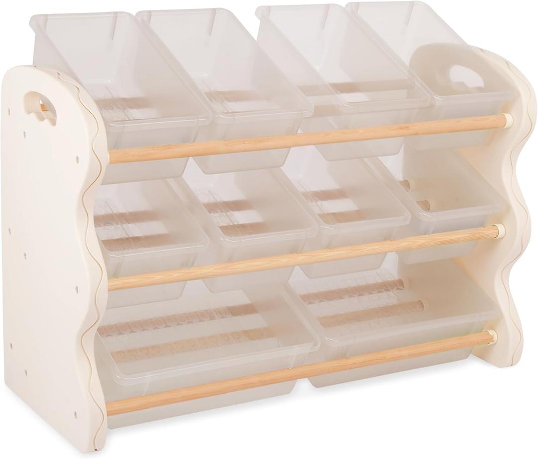 B. toys  Toys Storage Organizer  10 Stackable Toy Bins  Kids Room Storage Unit  Playroom Furniture  3+ Years Totes Tidy