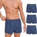 Incontinence Underwear for Men Washable - Reusable Boxer Briefs with Front Fly, Front & Rear Leak Proof, 120ml Absorbency (3 Pack, Plaid Blue Green, L)