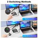 KCEVE USB C Switch 2 in 1 Out, USB Type C KVM Switch 2 Computers 1 Monitor, 8K@60Hz / 4K@120Hz / 20Gbps/ USB 3.1 Gen 2 / 100W PD/Compatible with Thunderbolt Devices/Wired Remote, 1 USB-C Cable