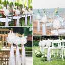 24 Set Large Wedding Hydrangea/Gardenia Flowers with Long Tulle Tails, 31.5inch Church Chair Aisle Wedding Pew Decoration for Bridal Shower Reception Birthday Anniversary (Hydrangea)