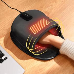 Heated Mouse Pad Hand Warmer - Dual-Sided Heating USB Heated Mouse Pad - 3 Temperature & Timer Settings Faux Lether Surface Mouse Hand Warmer - Gift for Office Work Home Gaming - Black