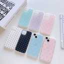 for iPhone 13/14 Case Cute Heart Polka Dot Simple Phone Case Wear IMD Slim Protection Crove for Women Girls-Blue White Heart