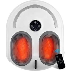 Foot Massager with Heat Shiatsu Feet Massage Machine Deep Kneading Relief for Plantar Fasciitis Air Compression 3 Heat Levels, Relax for Home Office Use, Christmas Gifts for Women Mom Dad White.