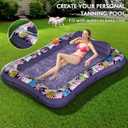 Tanning Pool Lounger Float, OKSUWATER 75" x 51" Pool Floats Adult with Headrest & Drink Holder, Blow-Up Bed Sun Tan Tub for Sunbathing, Beach, Backyard, Outdoor, Summer Water Party (Purple-L)