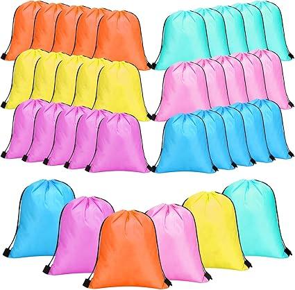 Drawstring Backpack Bulk String Bag Drawstring Bags Gift Bags for Kid Party Favor (Solid Colors Style)