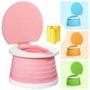 Portable Potty Chair - Foldable Training Toilet for Toddler Baby Kids Travel Potties Seat Indoor and Outdoor Pink