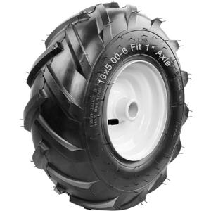 13x5.00-6" Tiller Tire and Wheel (1" Axle Size) | 3-1/8" Centered Hub, Fits 13-5-6 Garden Trailer, Tractor, Tillers, and Lawn Mower Tire Replacement 1 Pack