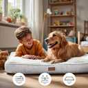 Deconovo Orthopedic Dog Bed for Medium & Large Dogs Supportive Memory Foam with Washable Cover, Non-Slip Base Comfort for Senior, Arthritic & Active Pets, White, 44" Lx32 Wx3 Th
