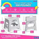 Delxo Folding Step Stool, 11 inch Non-Slip Foldable Stools for Kids & Adults Up to 300 LBS, Step Stool with Handle, Lightweight for Kitchen, Bathroom, Bedroom, Garden, Grey, 1PC