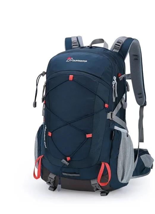 MOUNTAINTOP 40L Hiking Backpack for Men & Women Camping Climbing,Blue and Orange
