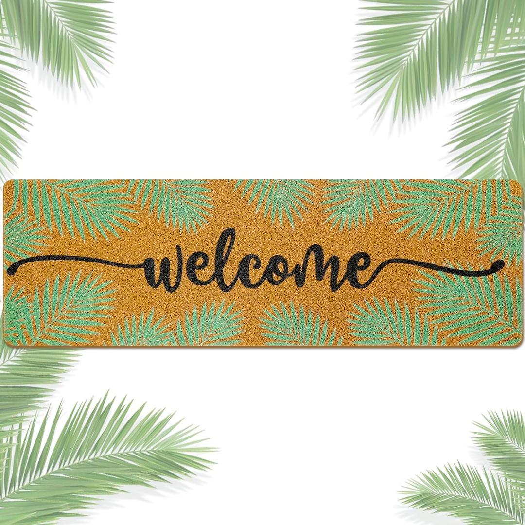 Long Doormat 48x 16 inch Front Door Mat Palm Leaf Doormat Door Mat Welcome Mat for Front Door Porch Entrance Decor