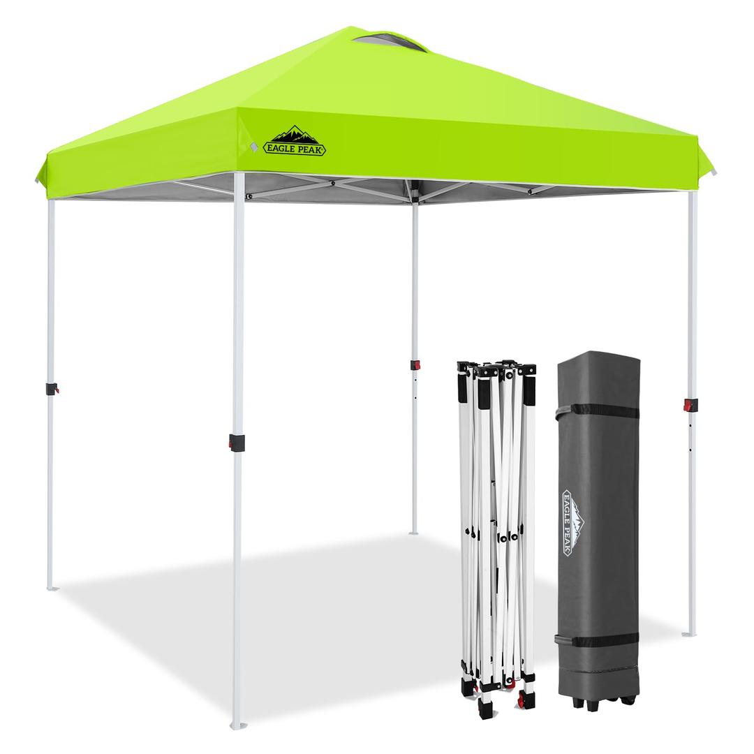 EAGLE PEAK 6.6x6.6 Pop Up Canopy Tent Easy Up Canopy Outdoor, Neon Green
