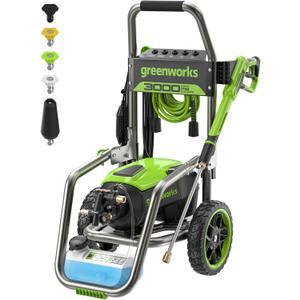Greenworks 3000 PSI (2.0 GPM Max) Brushless Electric Pressure Washer (15°, 25°, 40°, Turbo and Soap Nozzle) for Use On Decks, Fences, Driveways, Sidewalks, Siding & More. Heavy-Duty