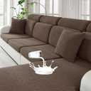 MAXIJIN Waterproof Couch Cushion Covers Stretch Sofa Seat Slipcovers WashableSectional Outdoor Cushion Covers with Elastic Bottom for Dogs Pets Kids (3 Pc Cushion Cover, Light Coffee)