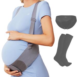 Belly Bands for Pregnant Women, Breathable Pregnancy Belly Support Belt with Adjustable Straps, Back Support, Pelvic Support Belt for Pregnancy (Gray, Large)