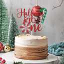 Half Way to One Cake Topper, Winter 1/2 Birthday, 1/2 Way to One, Sweet 6th Months, Snowflake Christmas Theme Half Birthday Party Decorations Red Glitter