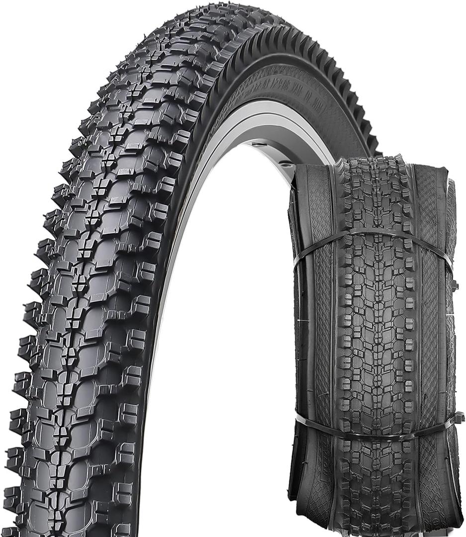 MOHEGIA Mountain Bike Tire: 20x2.125/24x1.95/26x1.95 Inch Butyl Rubber Bicycle Tire Folding Replacement for MTB Dirt Offroad Cycling