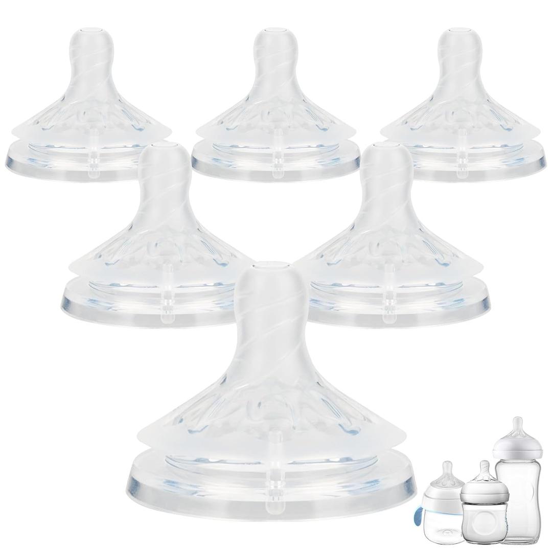 Silicone Bottle Nipples for Philips Avent Natural Baby Bottles,Size 3 Nipple,1m+,Slow Flow, 6 Count