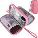 JIAKAI Travel Cable Organizer,Electronics Accessories Organizer Bag,for Charger, Phone, memory card,Travel Gadget Bag-Pink
