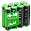 HiQuick 2800mAh AA Rechargeable Batteries High Capacity Performance, Per-Charged 1.2V AA Batteries Pack of 8