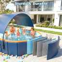 10FT Foldable Pool with UPF60+ Canopy for Audlts,Collapsible Above Ground Swimming Pool with Reinforced Triangular Supports for Backyard Family Garden