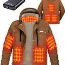 GOTOBI Men's Heated Jacket with 12V 18400mAh Battery Pack, Winter Thermal Hooded Work Coat for Men with Sherpa Lining