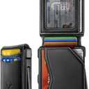 BULLIANT Men Wallet, Metal Wallet Money Clip Magnetic Flip Top Grain Leather 13 Cards Pop-up Access Simplifed Bill Folder