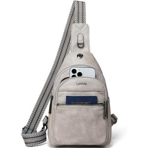 Sling Bag For Women Faux Leather Small Casual Daypack Backpack Fanny Pack Crossbody Chest Bags Purse (7L, 7l-light Grey)