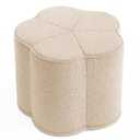 Blissful Diary Flower Pouf Ottoman, Comfy Floral Ottoman for Living Room, Bedroom, Kids Room, Charm Floor Pouf for Home Decor, Full Foam Filling Foot Rest for Couch, Off White