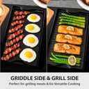 Utheer Nonstick Reversible Cast Iron Griddle 19.5"x 10.5", Ceramic Cooking Surface, Flat & Ribbed Sides, with High Sides & Grease Trap, Stovetop Griddle for Gas Grill, Charcoal, Oven & Outdoor BBQ