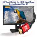 8K HDMI Cable 30FT, Ultra 48Gbps High Speed, Supports 4K@120Hz 8K@120Hz, eARC, HDR10, DTS:X, HDCP 2.2 & 2.3, Compatible with PS4/5, Blu-ray, Monitor, PC