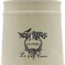 Ceramic Coffee Canister Jars,Airtight Coffee Storage Container with Handle Lid,Ceramic Food Storage Jars for Coffee Beans,Vacuum Sealed Vintage Kitchen Canisters Large,8.5 inches (Beige)