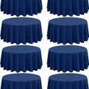 8 Pack Round Tablecloth 120 Inch - Navy Blue Polyester Table Cloth for Round Table, Premium Stain and Wrinkle Resistant Washable Fabric Table Cover for Wedding Party Banquet Restaurant Reception