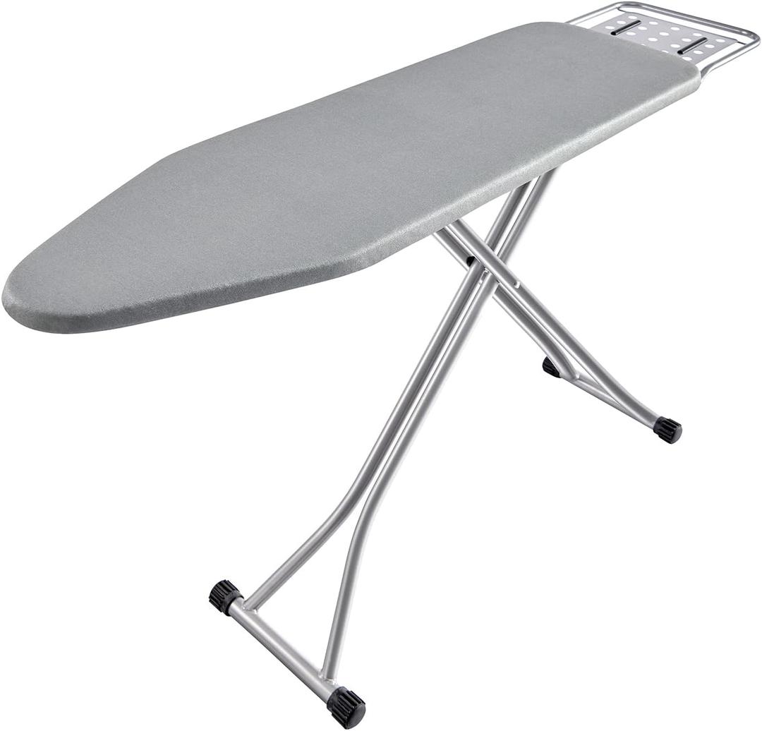 BKTD Ironing Board, Heat Resistant Cover Iron Board with Steam Rest, Non-Slip Foldable Ironing Stand. Heavy Sturdy Metal Frame Legs Iron Stand(13 * 34 * 53 Inches) (Silver Gray)