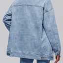 AUTOMET Women's Oversized Jeans Jacket, Classic Button Down Denim Jacket with Chest Pockets, Loose Fit Boyfriend Style Coat (Blue, S)