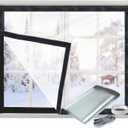 Window Insulation Kit for Winter Adjustable Plastic Insulated Window Cover Sealer Reusable Thermal Thicken Clear Insulation Wrap Transparent Film with Hook and Loop Tape for Winterizing 48'' x 63''