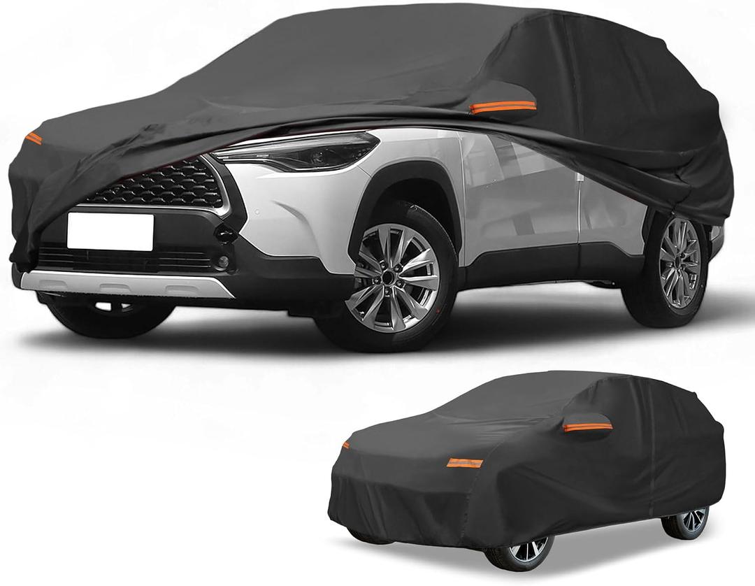 Car Cover Waterproof All Weather Sun Rain Protection Full Exterior Cover for Toyota Corolla Cross Black with Left Side Zippers