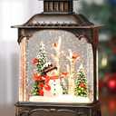 Snowman Snow Globe Lantern Christmas Decorations Gifts Auto Snowfall Glitter Music Collection Snowman Cardinal Birch Forest with 6H Timer USB/Battery Powered 10.2 inch