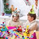 Glittery Garden 24 Pcs Party Hats Birthday Activity Kit with Stickers - Kids Fun Arts & Crafts. Make Your Own Animal & Monster Theme Party Favors & Game Supplies