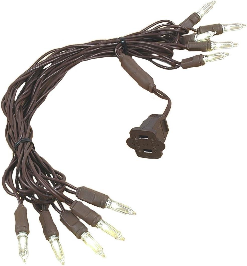 Novelty Lights Vintage Style T5 Warm White LED Christmas Lights, 11 Feet Brown Wire String of 10 Mini Bulbs, UL Listed Indoor/Outdoor Tree Lighting