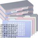 Harloon 50 Pack 5 x 8 Inch Index Card Dividers with 2 Number Alphabet Sticker with Tab, Dry Erase Index Card Guide Set, Photo Recipe Divider for Office Business Back to School Supplies, Morandi