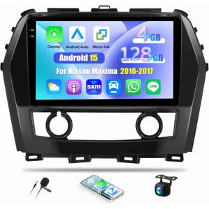 4G+128G for Nissan Maxima 2016-2017 Android 15 Car Radio, Carplay Android Auto 10.1 Inch Touch Screen Bluetooth FM/RDS/WiFi/GPS Navigation/SWC+AHD Backup Camera