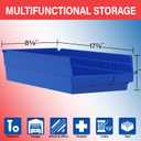 Akro-Mils 30158 Plastic Shelf Bins, Heavy Duty Storage Bins for Garage, Closet, and Drawer Organization, 18-Inch x 8-Inch x 4-Inch, Clear, 12-Pack