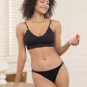 INNERSY String Bikini Panties for Women Sexy Silky Cheeky Underwear 6-Pack (Black, L)