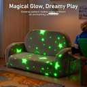 Little Dove 2-in-1 Toddler Couch, Toddler Couches that Fold Out, Glow in The Dark Kids Chair, Extra Wide Kids Couch, Comfy Kid Chairs, Convertible Couches to Lounger, Gifts for Girls & Boys, Star