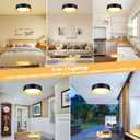 BrightHome 2-Pack 16in Flush Mount Ceiling Light, 3000LM 30W(300W Equiv), LED Ceiling Light Fixture 5CCT 2700K 3000K 4000K 5000K 6000K, Dimmable Ceiling Lamp for Bathroom Hallway, Black and Wood