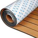 OCEANBROAD EVA Foam Boat Flooring with 3M Adhesive Backing Marine Self-Adhesive Decking 96''x45.6''/36''/28.8''/16.8'', 48''x16.8'' Faux Teak Sheet for Jon Boats Swim Platform Helm Pad RV Floor (96''x24''-16sqft, Brown with Black Seam Lines)