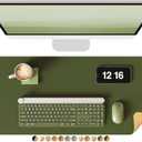 YSAGi Double-Sided Desk Mat, Eco Cork Desk Protector, Large Mouse Pad, Waterproof Blotter, Writing Pad for Office/Home (23.6"x13.7", Olive Green + Cork)